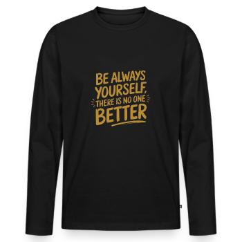 Sei immer Du selbst es gibt keinen besseren - Männer Premium Bio Langarmshirt - Schwarz - Vorne - Nico (187cm)