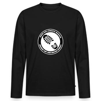 Auch der längste Marsch - Schritt wandern Wanderer - Männer Premium Bio Langarmshirt - Schwarz - Vorne - Nico (187cm)