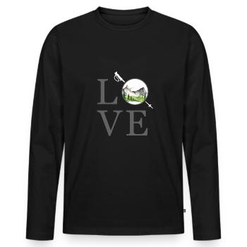Randonnée en montagne servus alpin « randonnée sentier de montagne » - T-shirt manches longues Premium bio Homme - noir - Devant - Nico (187cm)