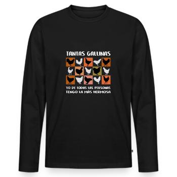 J’ai le plus beau graphique de poulets colorés - T-shirt manches longues Premium bio Homme - noir - Devant - Nico (187cm)