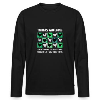 J’ai les plus beaux poulets graphique coloré de - T-shirt manches longues Premium bio Homme - noir - Devant - Nico (187cm)