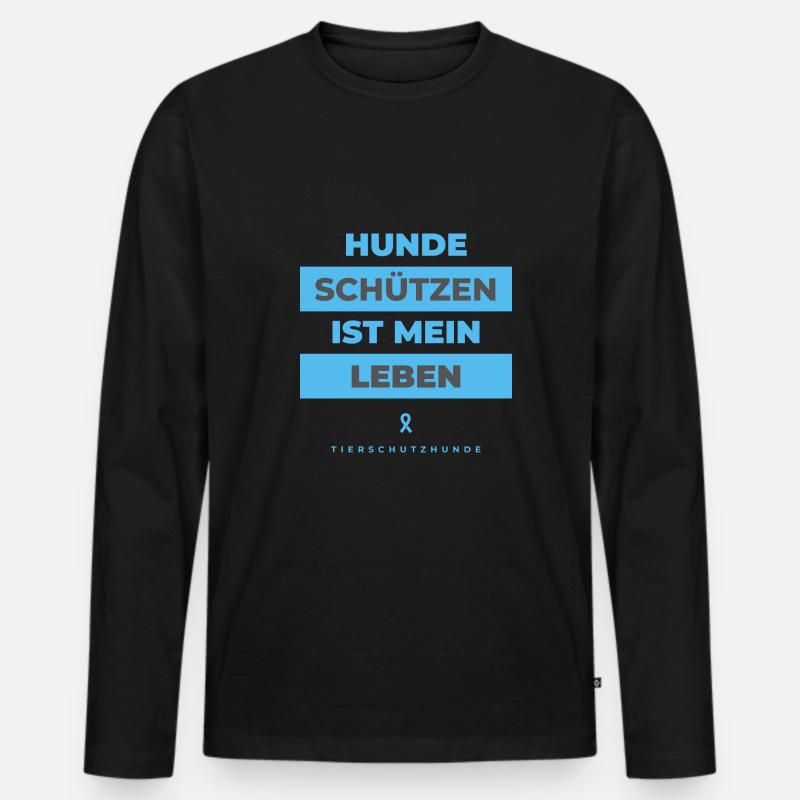 hunde schutz leben - Männer Premium Bio Langarmshirt - Schwarz