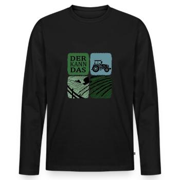 Traktorfahrer Traktor kann das Erntezeit - Männer Premium Bio Langarmshirt - Schwarz - Vorne - Nico (187cm)
