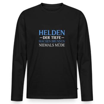 Well Builder Saying Heroes The Deep Well Construction - Men's Premium Organic Long Sleeve Shirt - black - Front - Nico (187cm)