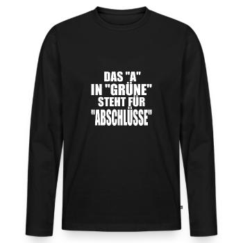 Witze Grüne Grünen Partei Öko Sprüche Klima Co2 - Männer Premium Bio Langarmshirt - Schwarz - Vorne - Nico (187cm)