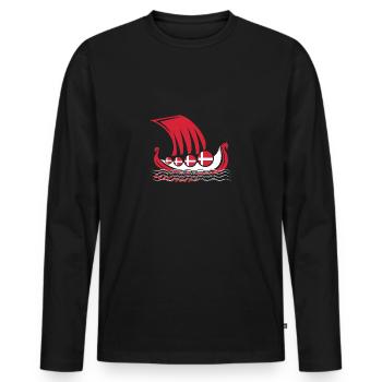 Dänemark Drachenboot Flagge Wikingerschiff - Männer Premium Bio Langarmshirt - Schwarz - Vorne - Nico (187cm)