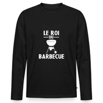 Father's Day bbq the king of barbecue - Men's Premium Organic Long Sleeve Shirt - black - Front - Nico (187cm)