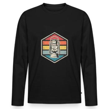 Öllampe - Retro Camping - Männer Premium Bio Langarmshirt - Schwarz - Vorne - Nico (187cm)