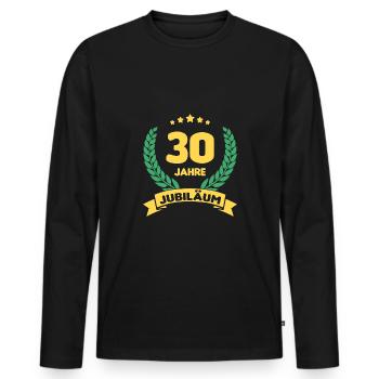 30 Jahre Jubiläum - Männer Premium Bio Langarmshirt - Schwarz - Vorne - Nico (187cm)