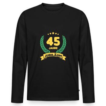 45 Jahre Jubiläum - Männer Premium Bio Langarmshirt - Schwarz - Vorne - Nico (187cm)