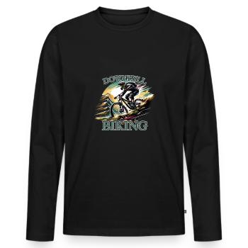 Downhill Fahrrad fahren Mountainbike MTB - Männer Premium Bio Langarmshirt - Schwarz - Vorne - Nico (187cm)