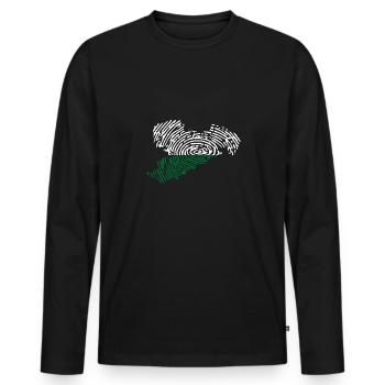 Sachsen Flagge Fingerabdruck Bundesland Umriss BRD - Männer Premium Bio Langarmshirt - Schwarz - Vorne - Nico (187cm)