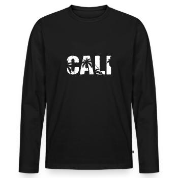 Cali Palm Trees California - Men's Premium Organic Long Sleeve Shirt - black - Front - Nico (187cm)
