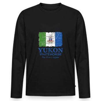 Yukon Flag - Canada - Vintage Look - Männer Premium Bio Langarmshirt - Schwarz - Vorne - Nico (187cm)