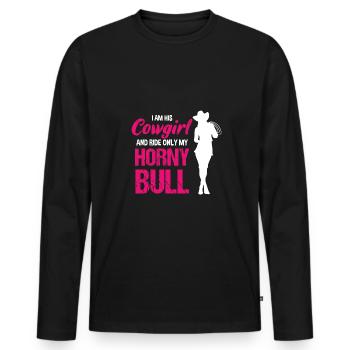 Wild West Western Rodeo Bull Riding Cowboy - Men's Premium Organic Long Sleeve Shirt - black - Front - Nico (187cm)