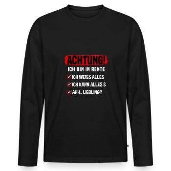 Rentner Ruhestand Rente Senior Beruf Job Arbeit - Männer Premium Bio Langarmshirt - Schwarz - Vorne - Nico (187cm)