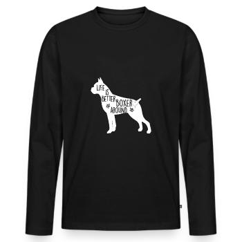 Boxer dog graphic for fighting dog lovers white - Men's Premium Organic Long Sleeve Shirt - black - Front - Nico (187cm)