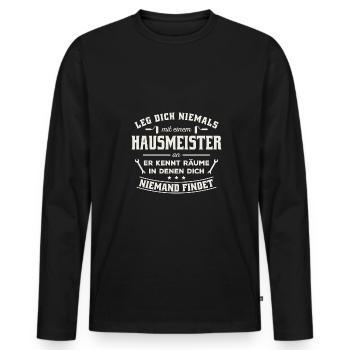 Schulhausmeister Hausverwalter Hausmeister - Männer Premium Bio Langarmshirt - Schwarz - Vorne - Nico (187cm)