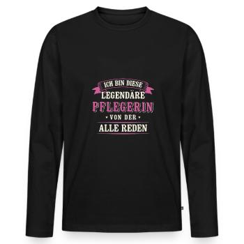 Pflegekraft Pflegedienst Krankenpflege Pflegerin - Männer Premium Bio Langarmshirt - Schwarz - Vorne - Nico (187cm)