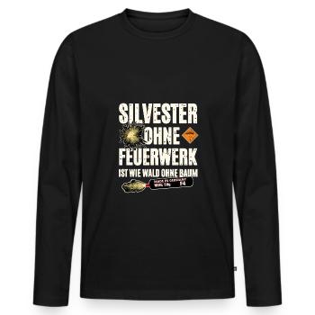 Pyro ohne Feuerwerk - Männer Premium Bio Langarmshirt - Schwarz - Vorne - Nico (187cm)