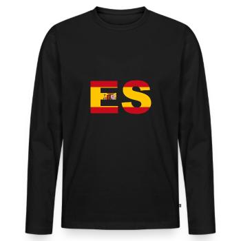 Espagne Drapeau ISO Code ES Madrid Europe Ibiza UE - T-shirt manches longues Premium bio Homme - noir - Devant - Nico (187cm)