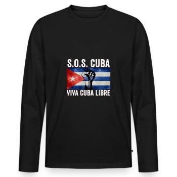 Viva Cuba Libre SOS Cuba - Männer Premium Bio Langarmshirt - Schwarz - Vorne - Nico (187cm)