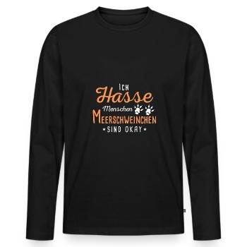 Ich Hasse Menschen Meerschweinchen Sind Ok - Männer Premium Bio Langarmshirt - Schwarz - Vorne - Nico (187cm)