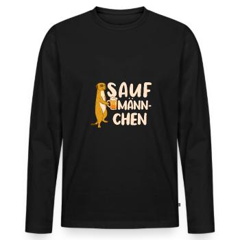 Sauf Männchen Erdmännchen Biertrinker Bier - Männer Premium Bio Langarmshirt - Schwarz - Vorne - Nico (187cm)