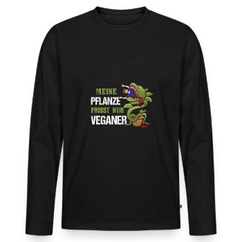 Meine Pflanze Frisst Nur Veganer - Männer Premium Bio Langarmshirt - Schwarz - Vorne - Nico (187cm)