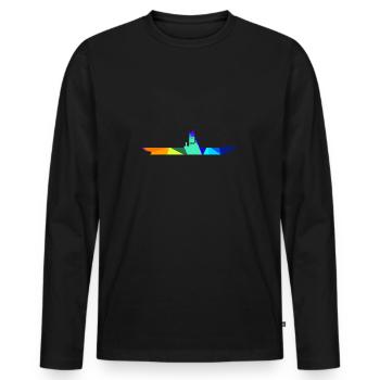 Aircraft Carrier Rainbow Polygon Ships - Men's Premium Organic Long Sleeve Shirt - black - Front - Nico (187cm)