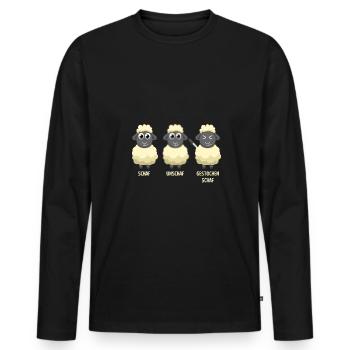 Landwirt Bauer Comic Cartoon Schafwolle Schafe - Männer Premium Bio Langarmshirt - Schwarz - Vorne - Nico (187cm)