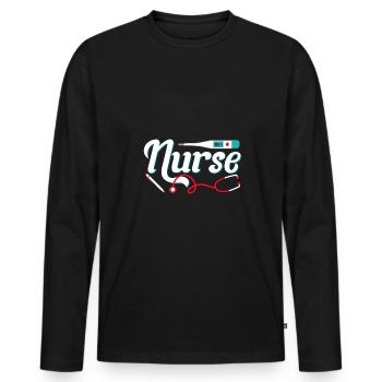 Pflegekraft Krankenpflege Krankenschwester - Männer Premium Bio Langarmshirt - Schwarz - Vorne - Nico (187cm)