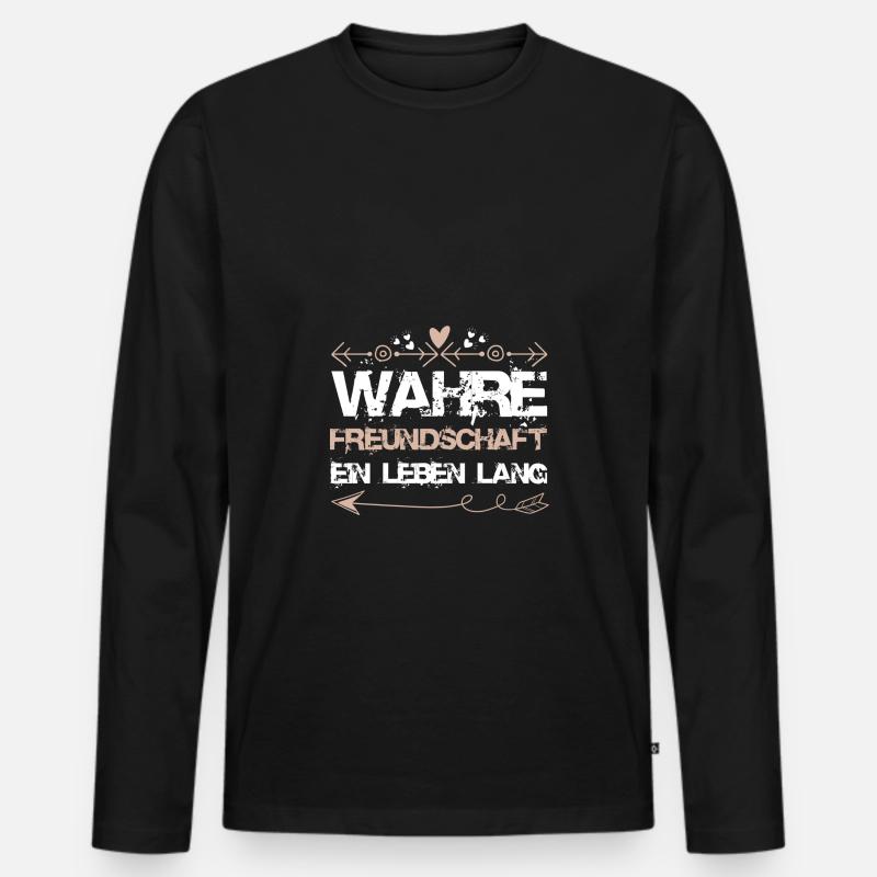 Freundschaft Spruch - Männer Premium Bio Langarmshirt - Schwarz