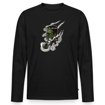 Vaping Monster Illustration | Horror Vape - Männer Premium Bio Langarmshirt - Schwarz - Vorne - Nico (187cm)