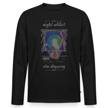 accro de nuit - T-shirt manches longues Premium bio Homme - noir - Devant - Nico (187cm)