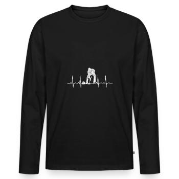 Curling Curler Curling Retro Heartbeat - Men's Premium Organic Long Sleeve Shirt - black - Front - Nico (187cm)