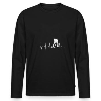 Curling Curler Eisstockschießen Retro Herzschlag - Männer Premium Bio Langarmshirt - Schwarz - Vorne - Nico (187cm)