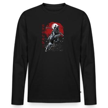 SAMURAI VINTAGE - Männer Premium Bio Langarmshirt - Schwarz - Vorne - Nico (187cm)