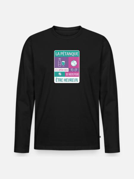 PÉTANQUE ET APÉRITIF - T-shirt manches longues Premium bio Homme - noir