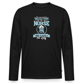 DAME DE CHAT D’INFIRMIÈRE - T-shirt manches longues Premium bio Homme - noir - Devant - Nico (187cm)