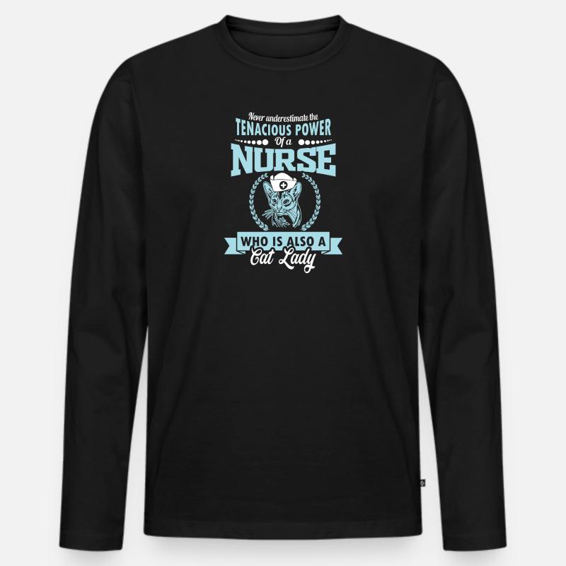 KRANKENSCHWESTER CAT LADY - Männer Premium Bio Langarmshirt - Schwarz