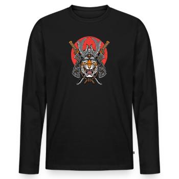 SAMURAI TIGER - Men's Premium Organic Long Sleeve Shirt - black - Front - Nico (187cm)