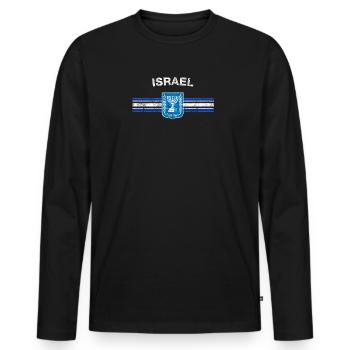 Israelische Flagge Shirt - Israelische Abzeichen & Israel-Flagge - Männer Premium Bio Langarmshirt - Schwarz - Vorne - Nico (187cm)