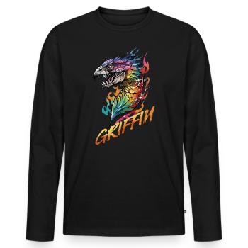 Majestic Griffin - Guardian of the Skies - Men's Premium Organic Long Sleeve Shirt - black - Front - Nico (187cm)