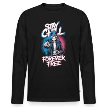 Restez détendu, soyez libre - T-shirt manches longues Premium bio Homme - noir - Devant - Nico (187cm)