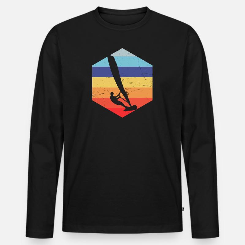 Damen Surfen Windsurf Windsurfen Windsurfer - Männer Premium Bio Langarmshirt - Schwarz