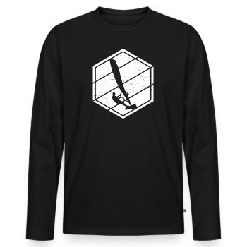 Surfeur Homme Surf Windsurf Windsurf Windsurf Windsurf - T-shirt manches longues Premium bio Homme - noir - Devant - Nico (187cm)