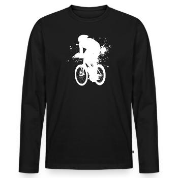 Vélo de route vélo de route pour hommes vélo de course cycliste de course - T-shirt manches longues Premium bio Homme - noir - Devant - Nico (187cm)