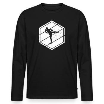 Thai Boxer Muay Thai Thai Boxing Thai Boxing - Men's Premium Organic Long Sleeve Shirt - black - Front - Nico (187cm)