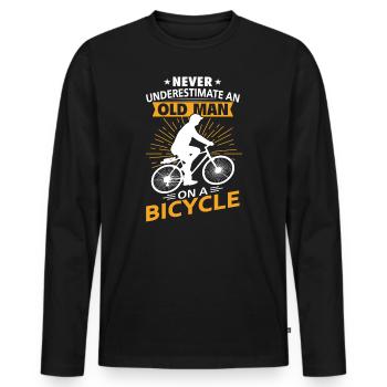 Old Man Biking Underestimate Bike Fun - T-shirt manches longues Premium bio Homme - noir - Devant - Nico (187cm)